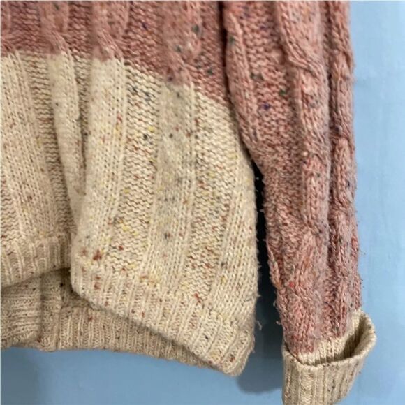 Vintage 90s LIZ CLAIBORNE Cardigan Women Cable Chunky Knit Wool Sweater Cream S - Picture 15 of 16